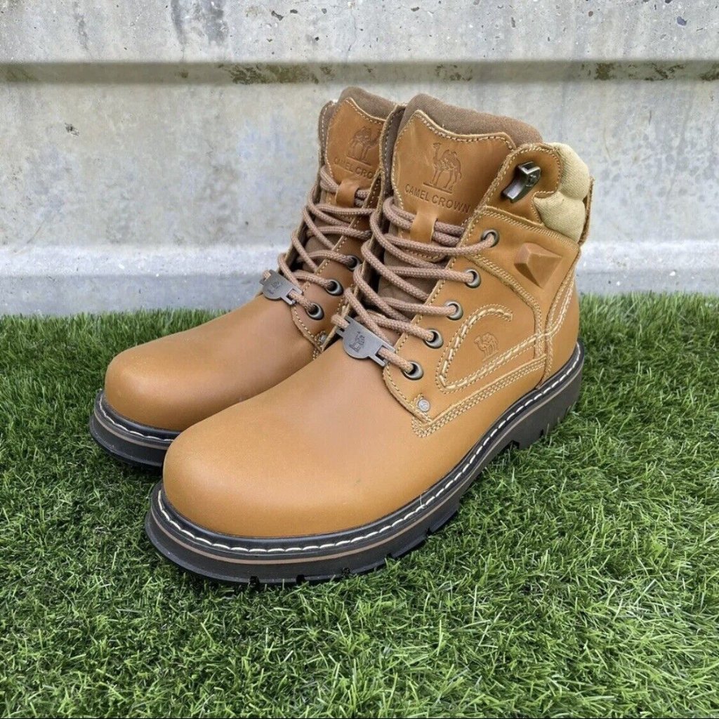 Camel Crown Mens Work Boots Leather Tan Size 12 New